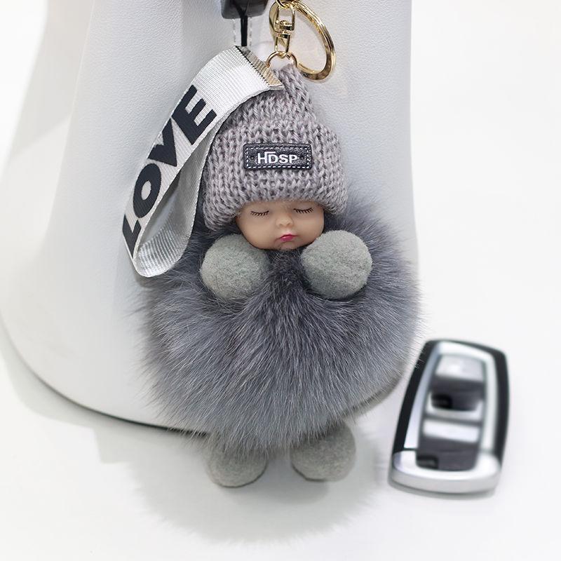 9 CM Schönheit Für Dame Schöne Mädchen Tasche Anhänger Plüsch Puppe Auto Schlüsselanhänger Anhänger beige