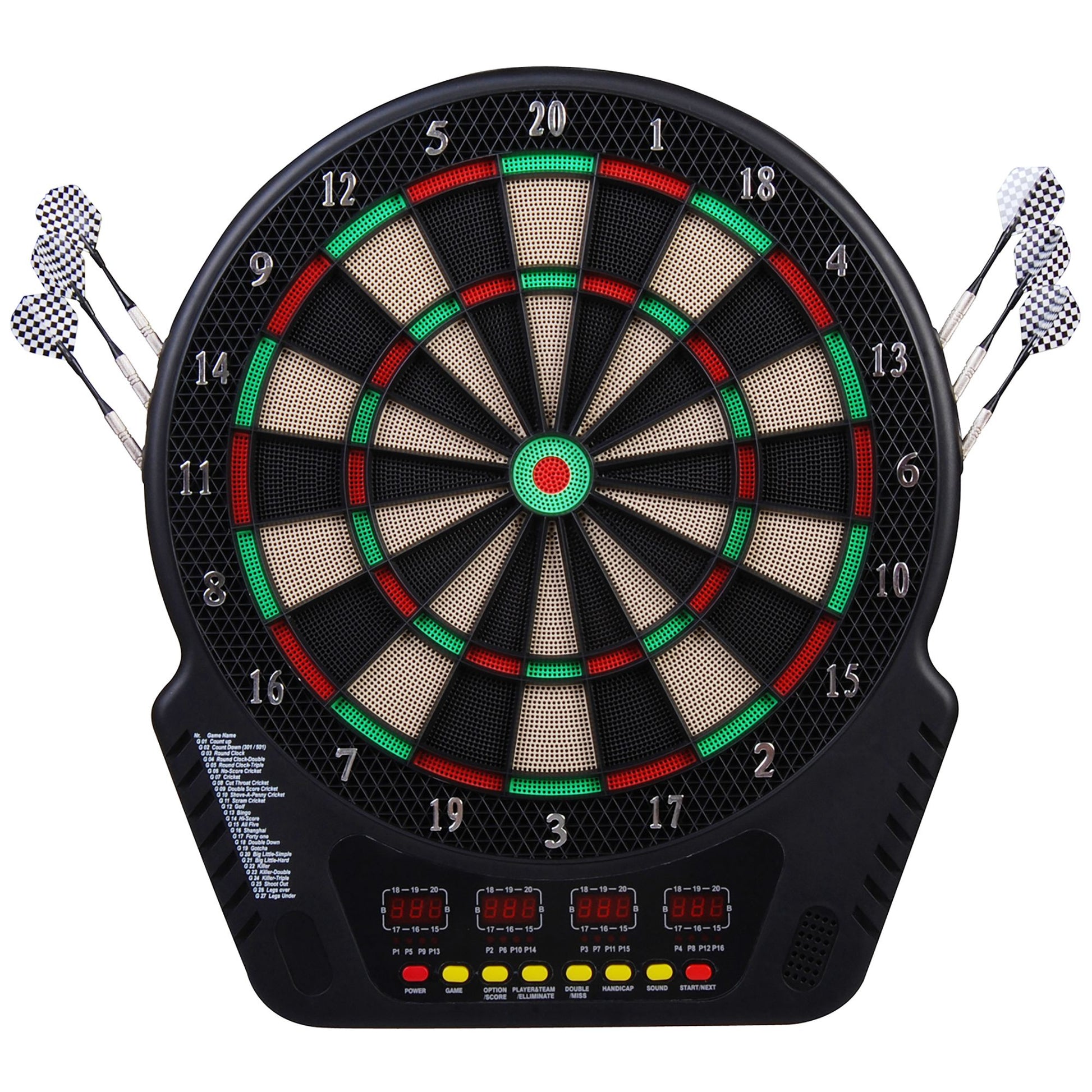 HOMCOM elektronische Dartscheibe Dartboard mit 6 Darts und 24 Dartköpfen 27 Spiele 243 Trefferoptionen 44 x 51,5 x 3,2 cm für Spaß und Wettkampf   Aosom.de