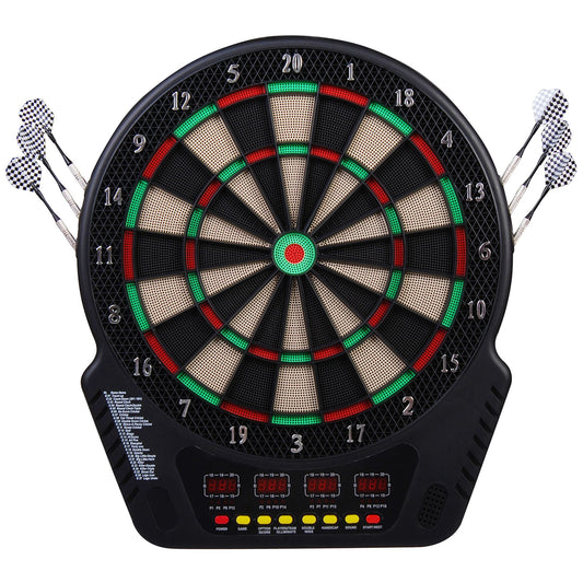 HOMCOM elektronische Dartscheibe Dartboard mit 6 Darts und 24 Dartköpfen 27 Spiele 243 Trefferoptionen 44 x 51,5 x 3,2 cm für Spaß und Wettkampf   Aosom.de