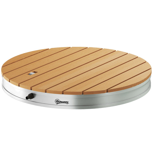 Outsunny Bodendusche Gartendusche mit einstellbar Fußrad Aluminium Aussendusche bis 4 m Fontänenhöhe Ø70,5 cm Saunadusche Holzoptik rutschfeste Wetterfest Outdoor Campingdusche für Pool Sauna   Aosom