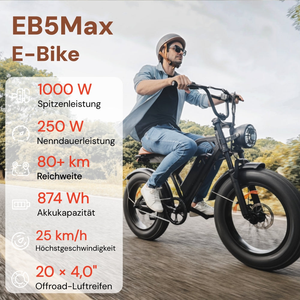 EB5 20″ Fat Tire E-Mountainbike - EB5Max