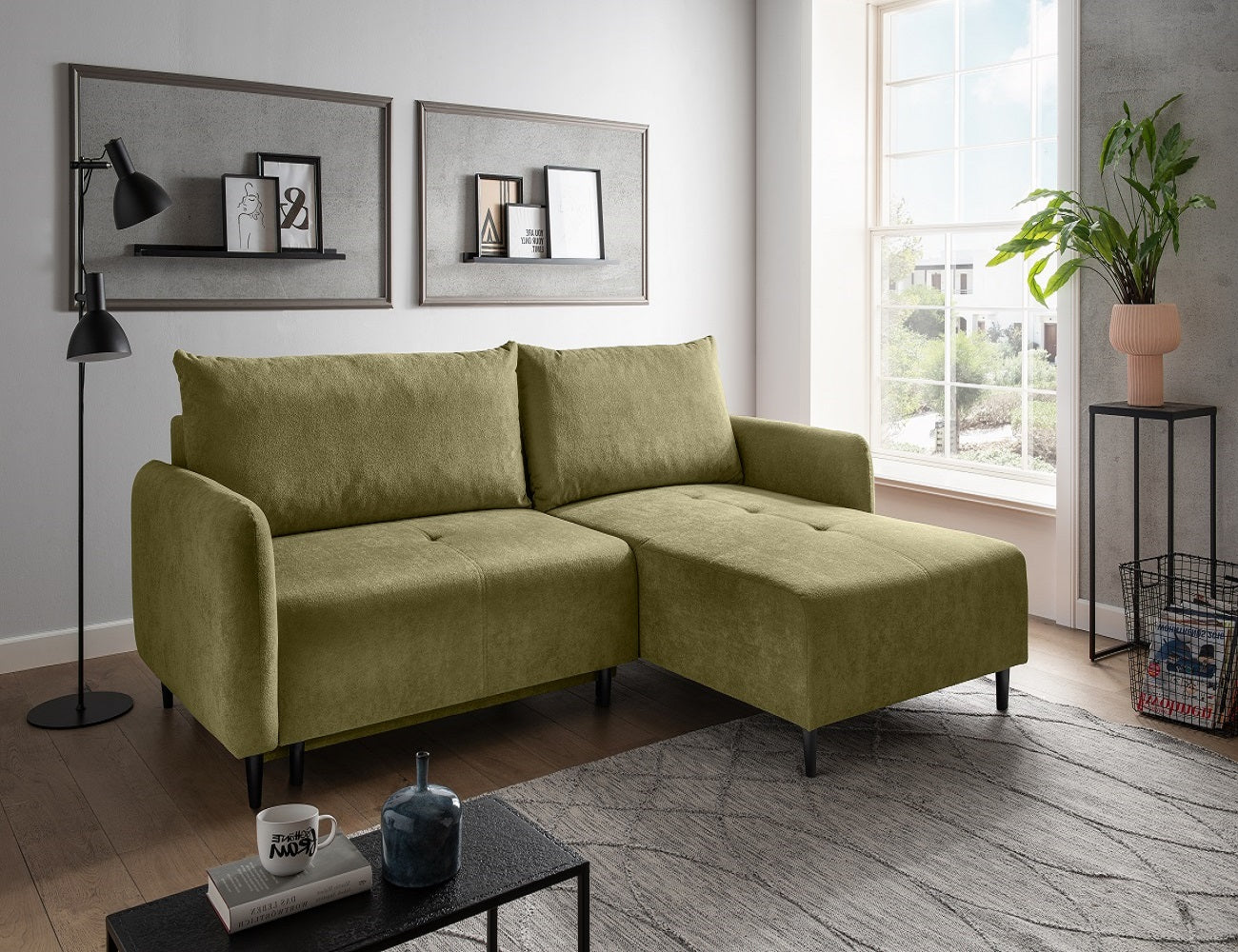 Ecksofa Mara mit Schlaffunktion und Bettkasten – Benformato