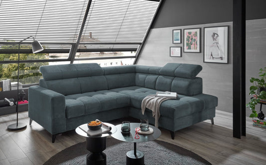 Ecksofa Bavaro elektronischer Sitztiefenverstellung und Breitcord-Bezug Ed Exciting Design