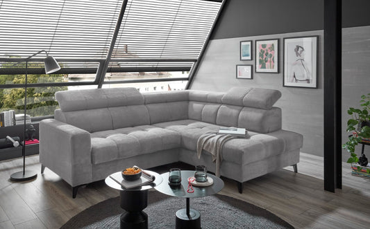 Ecksofa Bavaro elektronischer Sitztiefenverstellung und Breitcord-Bezug Ed Exciting Design