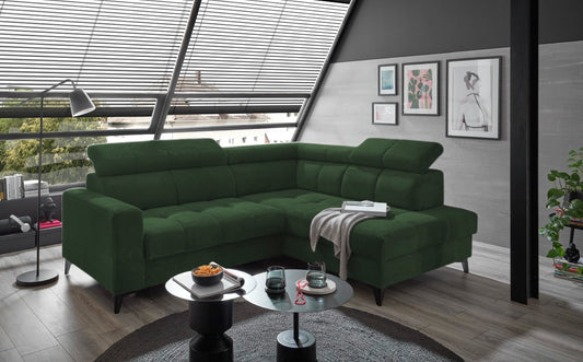 Ecksofa Bavaro elektronischer Sitztiefenverstellung und Breitcord-Bezug Ed Exciting Design