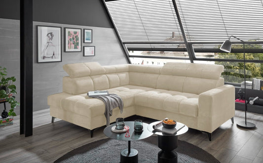 Ecksofa Bavaro elektronischer Sitztiefenverstellung und Breitcord-Bezug Ed Exciting Design