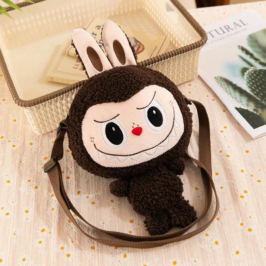 30cm Cartoon Labubu Schulter Niedliche Puppe Umhängetasche Monster Outdoor Reisetasche Weihnachtsgeschenk braun
