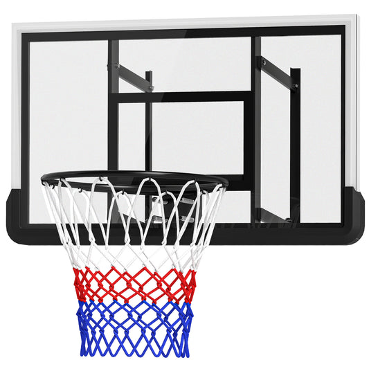 SPORTNOW Basketballkorb mit Rückwand für Outdoor & Indoor, Basketballbrett mit Ø45 cm Stahlkorb und Netz, Wandmontage, Basketball Board für Erwachsene, Schwarz   Aosom