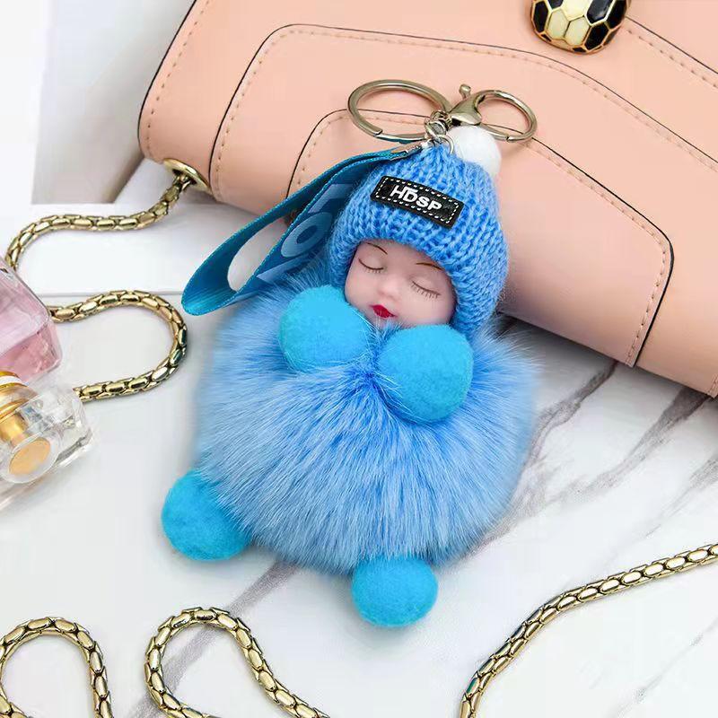 9 CM Schönheit Für Dame Schöne Mädchen Tasche Anhänger Plüsch Puppe Auto Schlüsselanhänger Anhänger beige