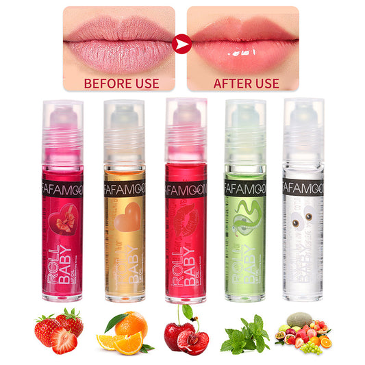 FAFAMOON bead Lip Oil moisturizing moisturizing lipstick liquid hydrating ball mouth oil  dry crack colorless transparent