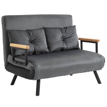 HOMCOM Schlafsofa mit Bettkasten Couch mit Schlaffunktion Schlafcouch mit Samtoptik Rückenkissen Dunkelgrau 102 x 73 x 81 cm   Aosom
