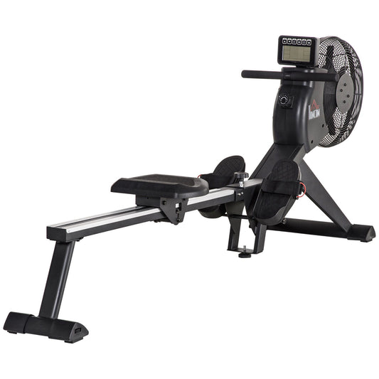 HOMCOM Rudergerät einklappbar mit Rudersitz 16 Widerstandsstufen Schwungmasse 25 kg bis 130 kg Stahl Schwarz 225x55x88cm für Fitness   Aosom.de