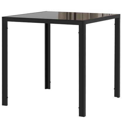 HOMCOM Esstisch Quadratischer Küchentisch für 4 Personen, Esszimmertisch aus Hartglas, bis 80 kg belastbar, für Küche, Esszimmer, 75 x 75 x 75 cm, Schwarz   Aosom