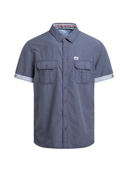 CAMP DAVID Fein gestreiftes Kurzarmhemd mit Klappentaschen - blue navy