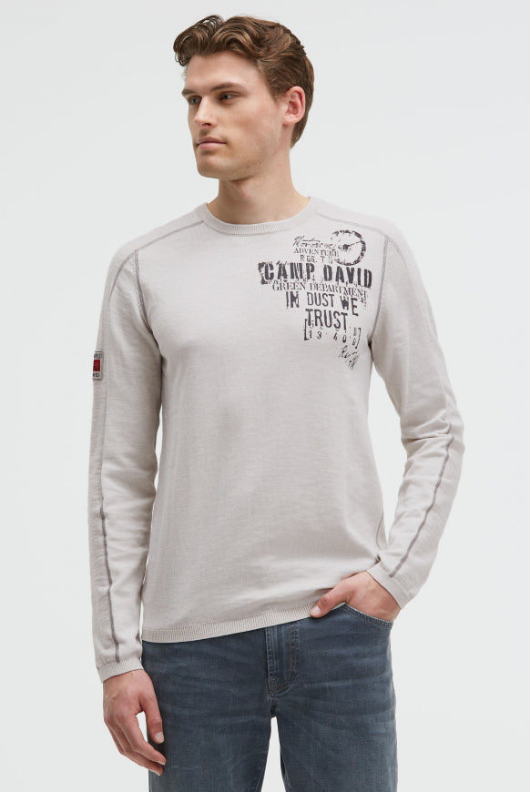CAMP DAVID Feinstrickpullover mit Label Prints
