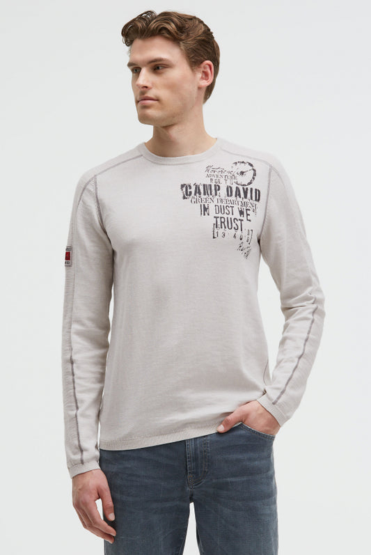 CAMP DAVID Feinstrickpullover mit Label Prints