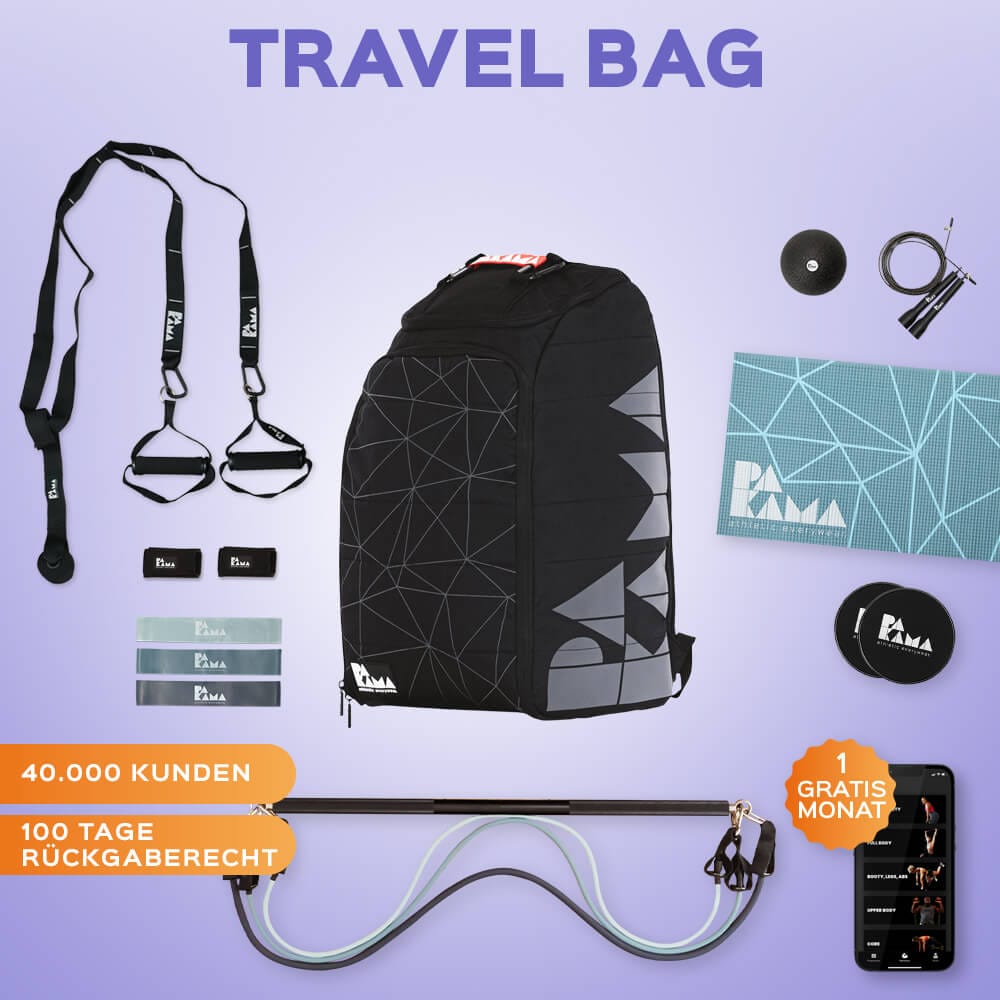 Fitnessstudio to Go (inkl. App) - Alle Tools + Travel Bag / BERLIN Black