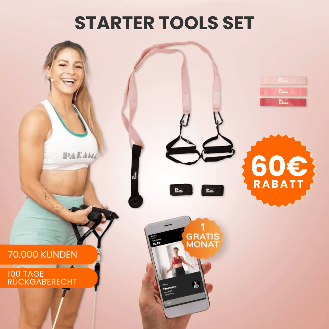 Fitnessstudio to Go (inkl. App) + Shaker - Starter Tools Set / PARIS Pink