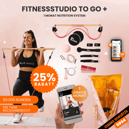 Fitnessstudio to Go (inkl. App) + Nutrition System - Alle Tools + Bag / PARIS Pink / 1 Monat