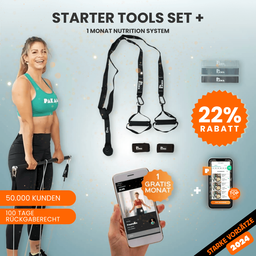 Fitnessstudio to Go (inkl. App) + Nutrition System - Starter Tools Set / BERLIN Black / 1 Monat