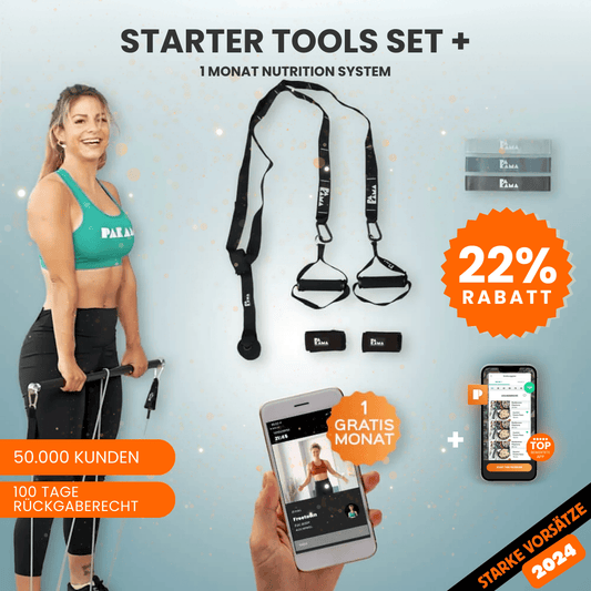 Fitnessstudio to Go (inkl. App) + Nutrition System - Starter Tools Set / BERLIN Black / 1 Monat