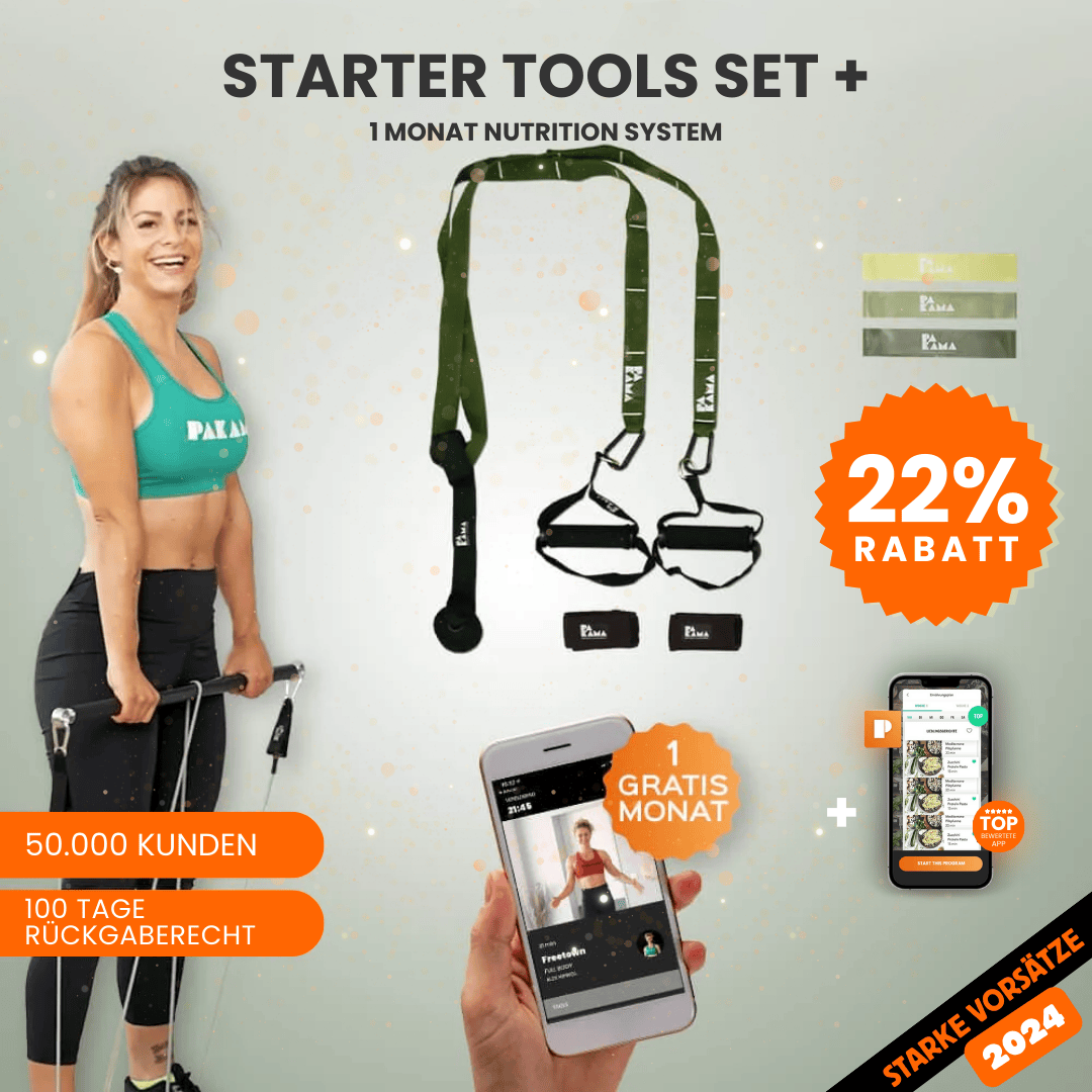 Fitnessstudio to Go (inkl. App) + Nutrition System - Starter Tools Set / GOTHAM Green / 1 Monat