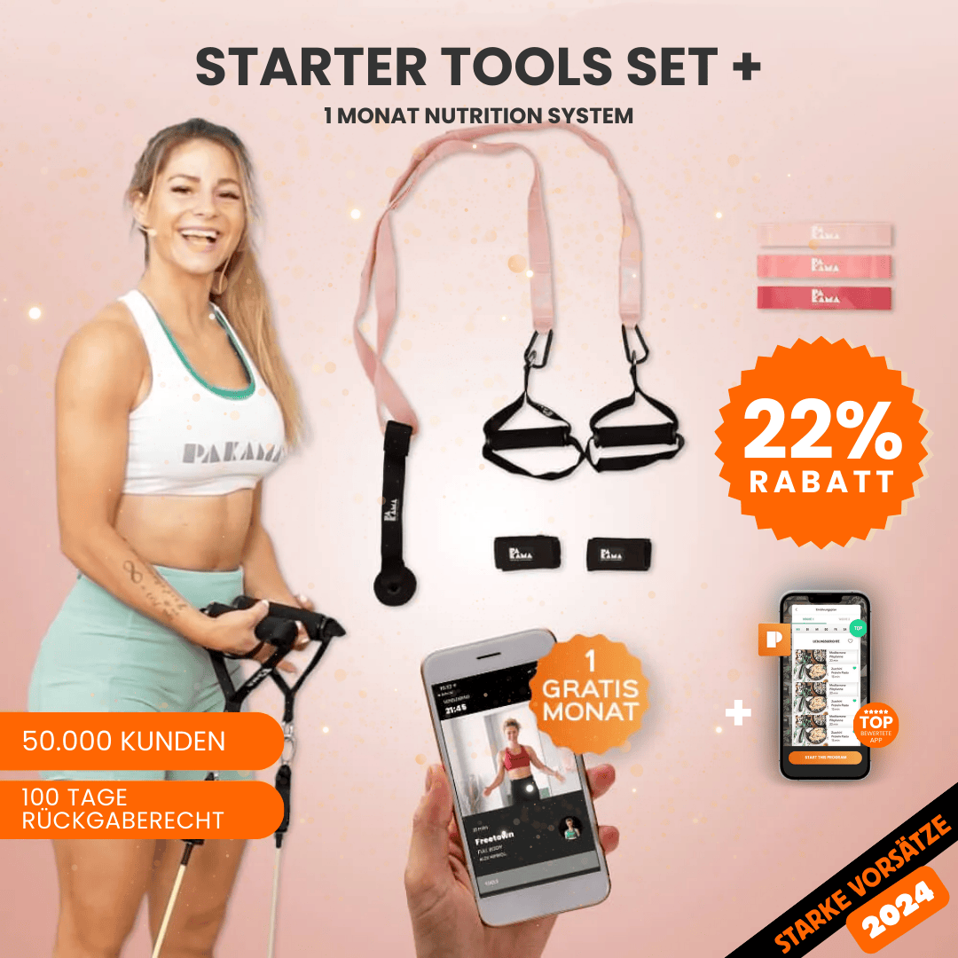 Fitnessstudio to Go (inkl. App) + Nutrition System - Starter Tools Set / PARIS Pink / 1 Monat