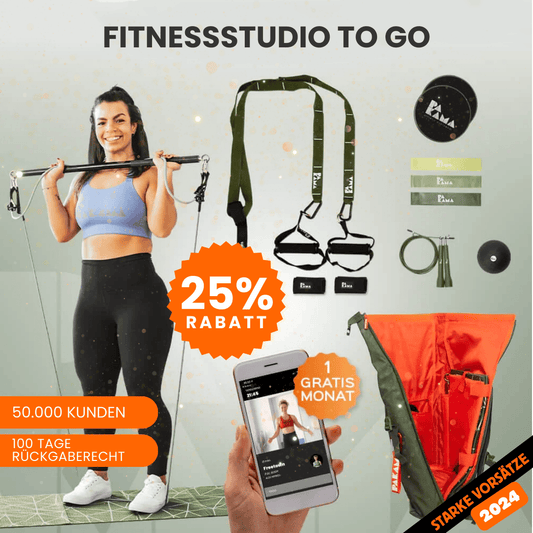 Fitnessstudio to Go (inkl. App) + Nutrition System - Alle Tools + Bag / GOTHAM Green / Ohne