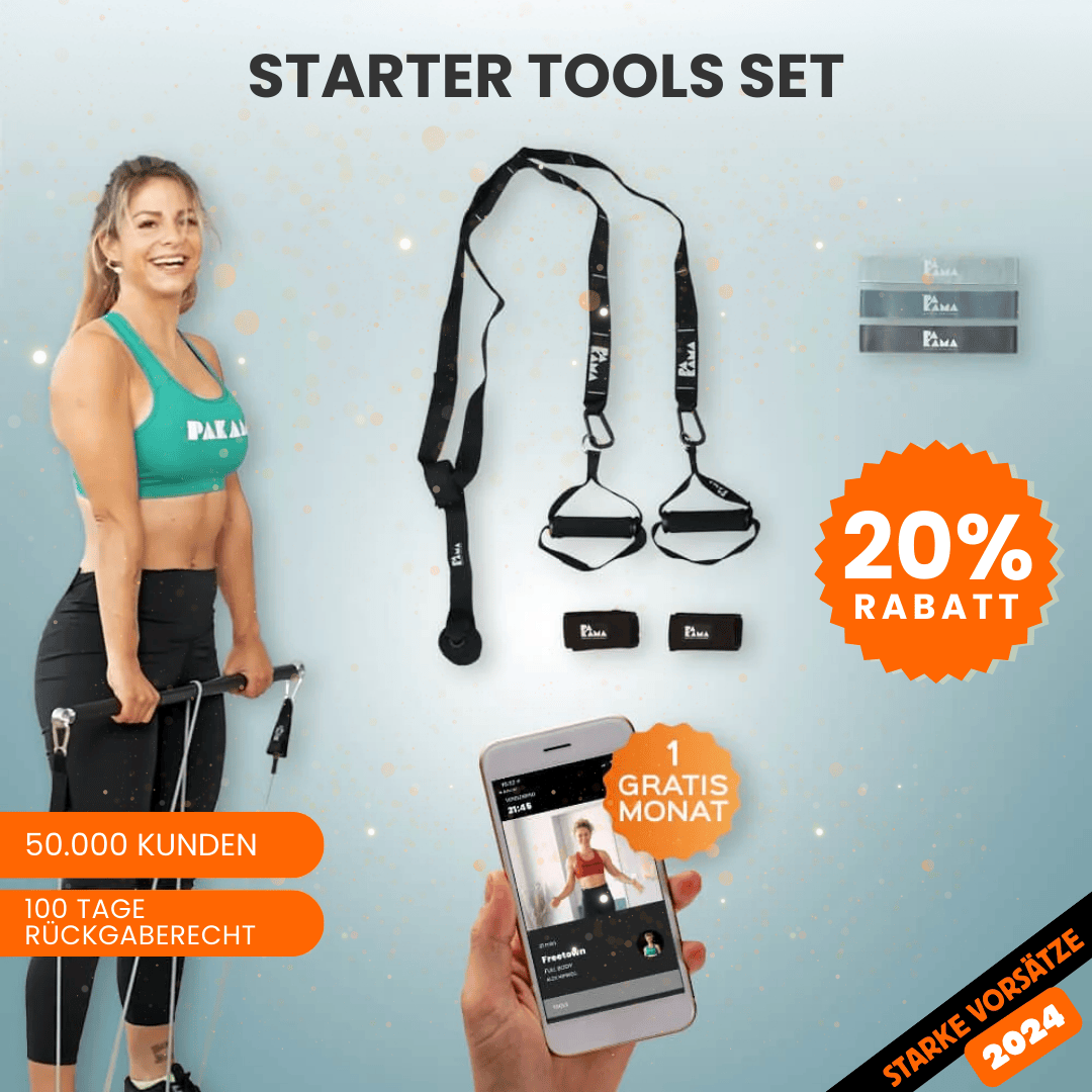 Fitnessstudio to Go (inkl. App) + Nutrition System - Starter Tools Set / BERLIN Black / Ohne