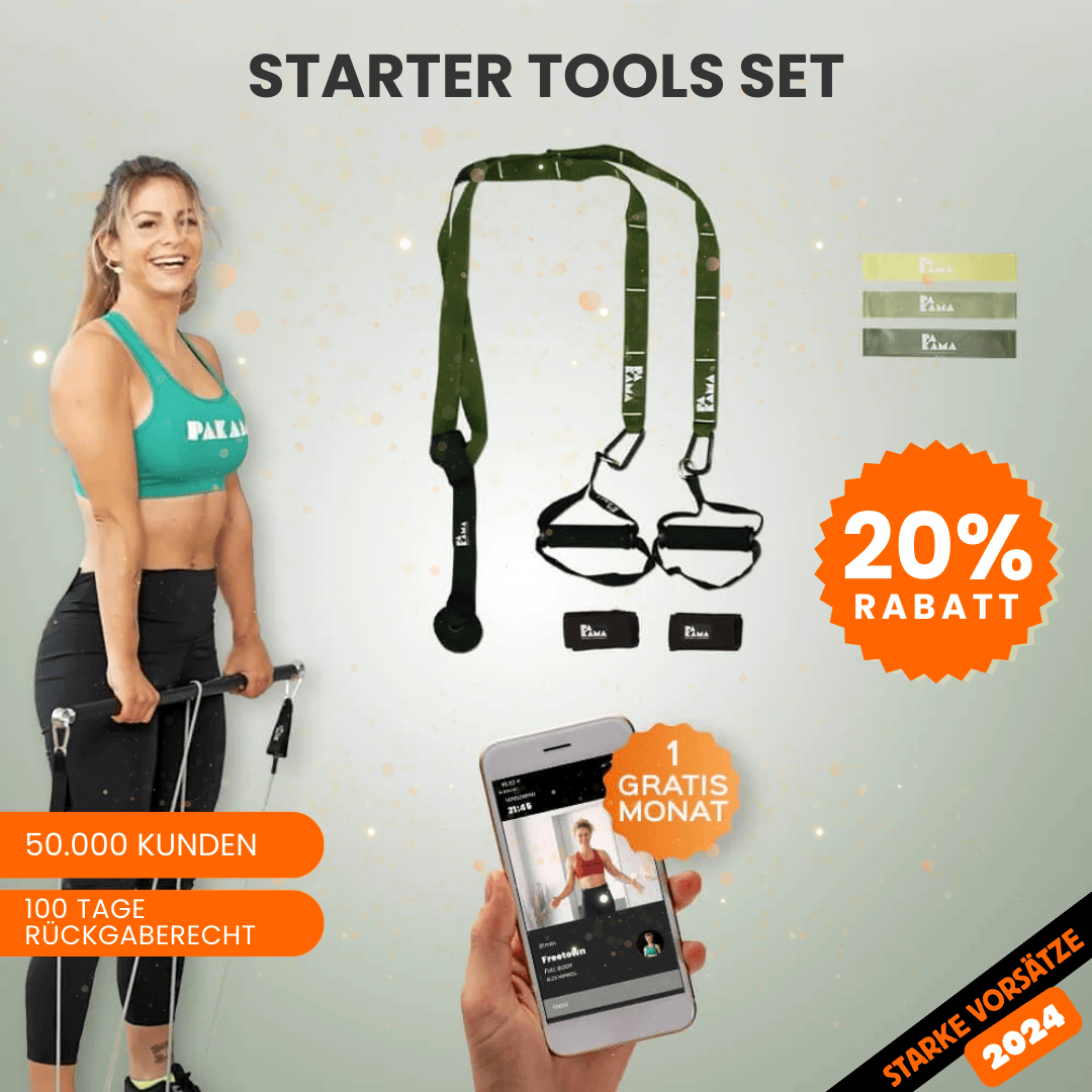 Fitnessstudio to Go (inkl. App) + Nutrition System - Starter Tools Set / GOTHAM Green / Ohne