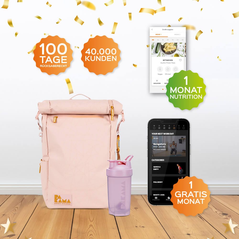 Fitnessstudio to Go (inkl. App) + Shaker + Nutrition System 1 Monat - PARIS Pink