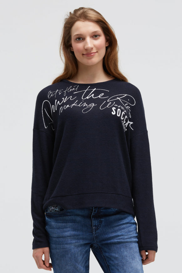 SOCCX Flauschpullover mit Wording Print