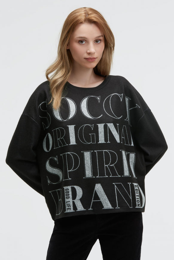 SOCCX Flauschstrickpullover mit Logo Artwork