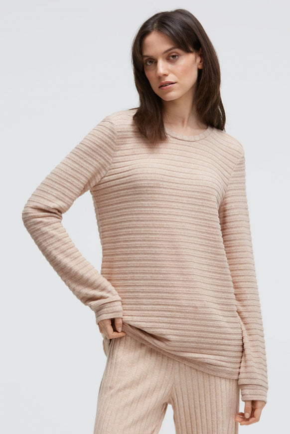 SOCCX Flauschstrickpullover mit Rippstruktur und Gummizugsaum