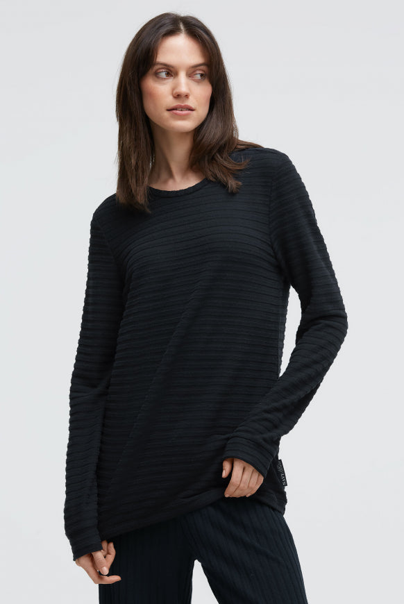 SOCCX Flauschstrickpullover mit Rippstruktur und Gummizugsaum