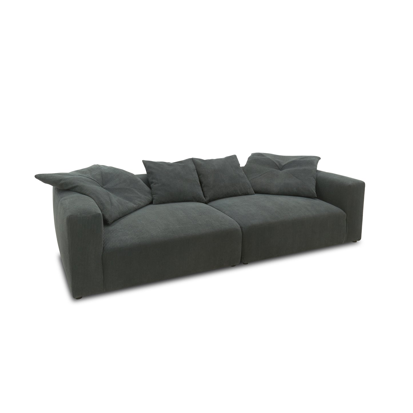 Bigsofa 800008, 2-Sitzer in Cord, mit Filzgleitern, 2er Couch, 304 x 135 x 69 (BxTxH), grau   Aosom