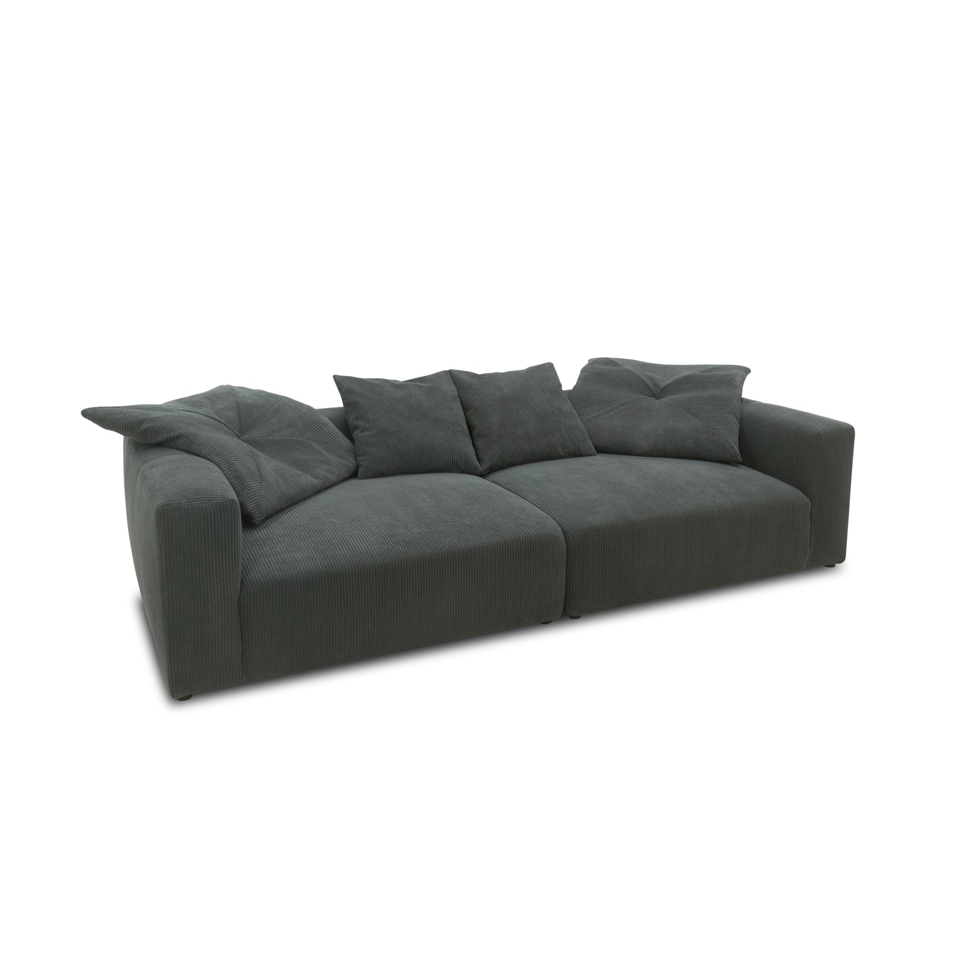 Bigsofa 800008, 2-Sitzer in Cord, mit Filzgleitern, 2er Couch, 304 x 135 x 69 (BxTxH), grau   Aosom