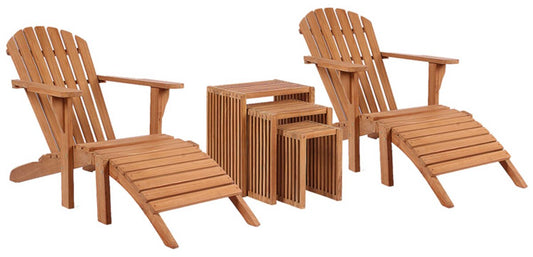 Gartenmöbelset Teak Deckchair Montreal & Beistelltisch 3er Set