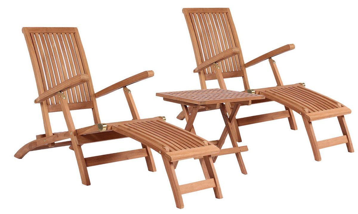 Gartenmöbelset Teak Deckchair Yacht & Tisch Devon