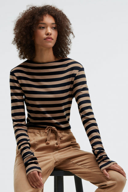 SENSES.THE LABEL Gestreiftes Longsleeve TI:VOLI mit schmalem Mock