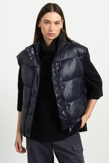 SENSES.THE LABEL Glänzende Steppweste Oversized