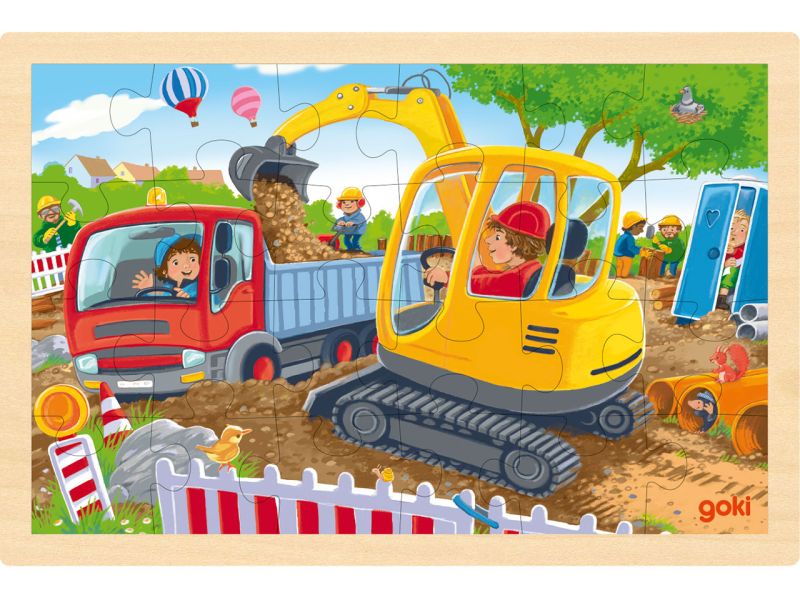goki Einlegepuzzle »Bagger«, Holz, 24 Teile