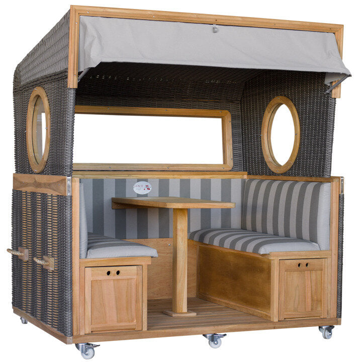 Gosch-Lounge Strandkorb 6-Sitzer Teak durchgeflochten PE Grey ERA...