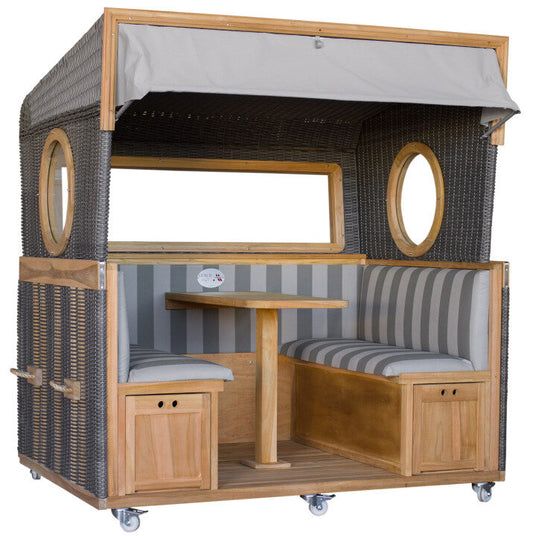 Gosch-Lounge Strandkorb 6-Sitzer Teak durchgeflochten PE Grey ERA...