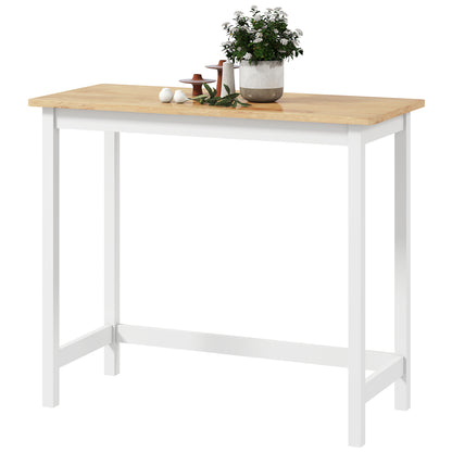 HOMCOM Bartisch Stehtisch mit Holzoptik, Küchentisch aus Massivholz für kleine Räume, Wohnzimmer, Esszimmer, 108 x 48 x 91 cm Eiche   Aosom