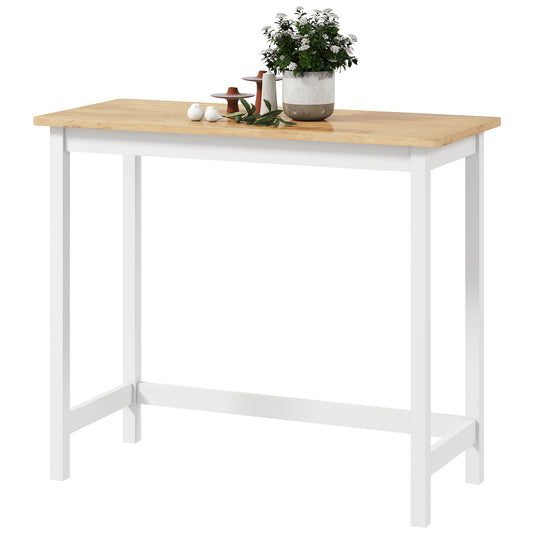 HOMCOM Bartisch Stehtisch mit Holzoptik, Küchentisch aus Massivholz für kleine Räume, Wohnzimmer, Esszimmer, 108 x 48 x 91 cm Eiche   Aosom