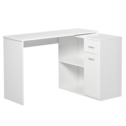 HOMCOM Eckschreibtisch 180° drehbar mit Regal, Schublade & Schrank, L‑Form 117 x 82 x 74 cm, Weiß   Aosom
