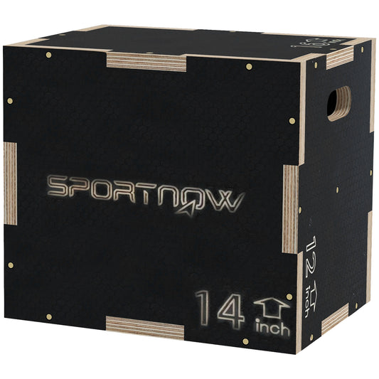 SPORTNOW Box Jump Plyo-Box 3 in 1 Sprungkasten Fitness Plyobox für Boxtraining aus Holz, Höhe 30/35/40 cm, schwarz   Aosom
