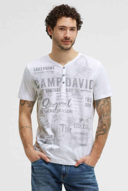 CAMP DAVID Henley-Shirt mit Frontprint - opticwhite