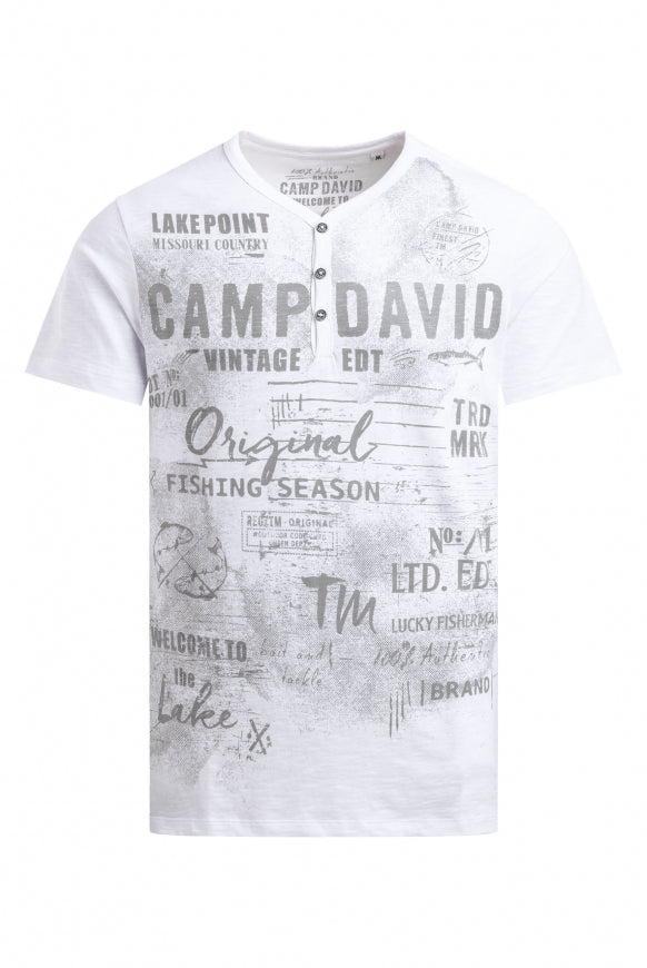 CAMP DAVID Henley-Shirt mit Frontprint - opticwhite